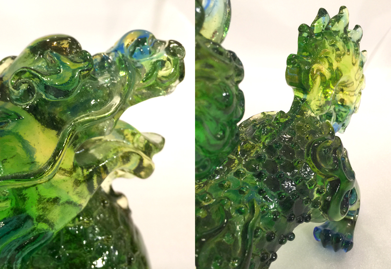 林一雄琉璃 神獸麒麟(套) 台灣玻璃琉璃工藝 美術藝術品