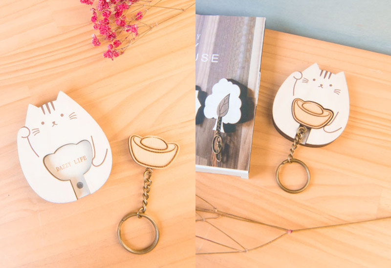 甘丹 Key House招財貓 鎖圈鑰匙圈 鑰匙收納 居家收納 木工藝