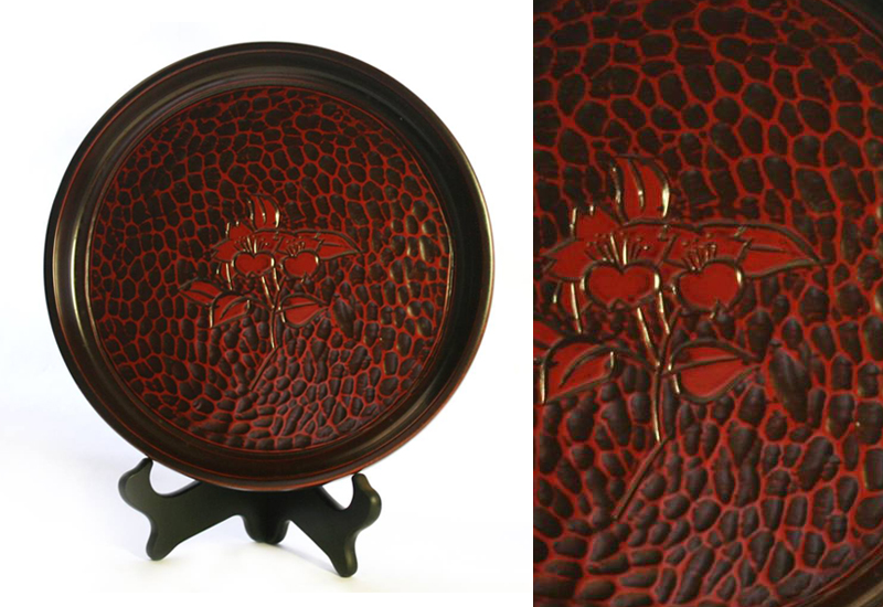 林建正 台灣漆器 山茶花盤