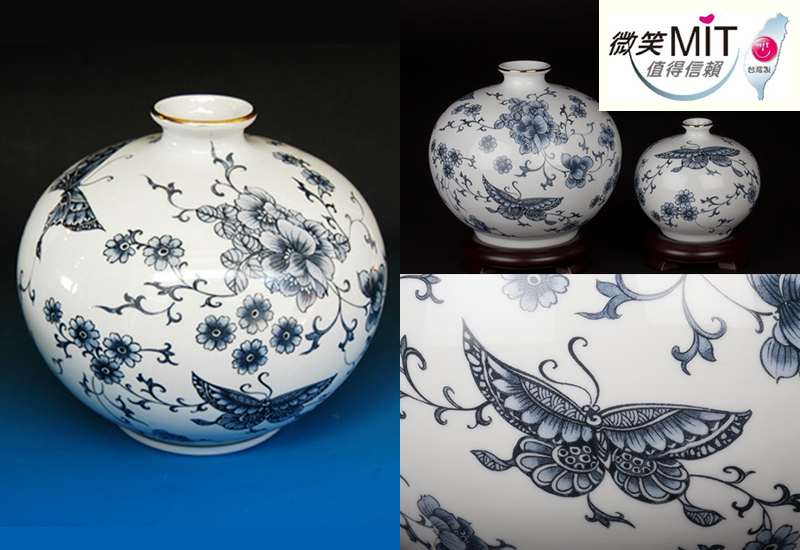 幸福綿延 青花蝴蝶天球(大) 台灣MIT認證 鶯歌燒 