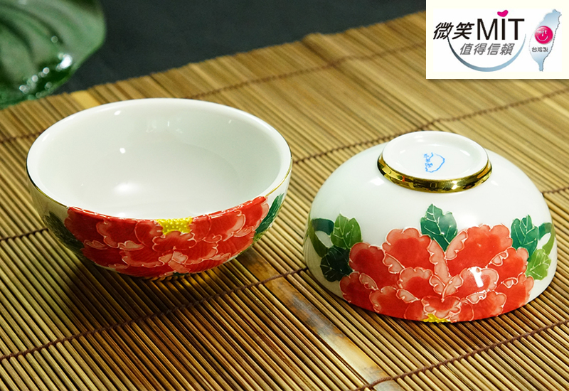 法華彩 花開富貴對杯組