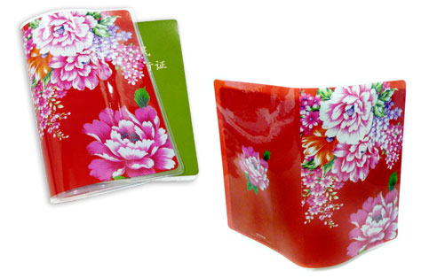 台灣花布 大紅色護照套(小)