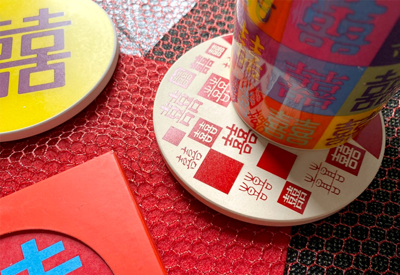 開門見囍 吸水杯墊-多字體囍 開門見囍 吸水杯墊-多字體囍