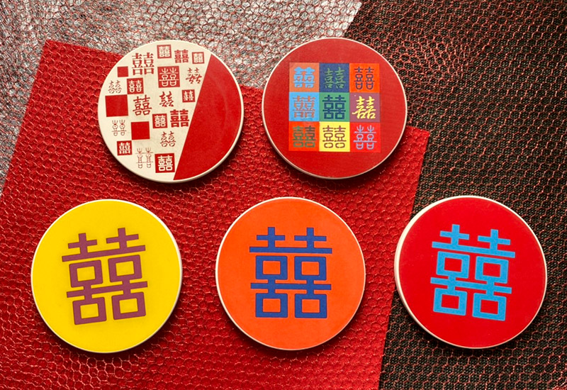 開門見囍 吸水杯墊-多字體囍 開門見囍 吸水杯墊-多字體囍