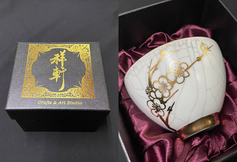 祥軒窯 四季鎏金杯-冬白 鶯歌燒 鎏金茶杯 祥軒窯 四季鎏金杯-冬白 鶯歌燒 鎏金茶杯