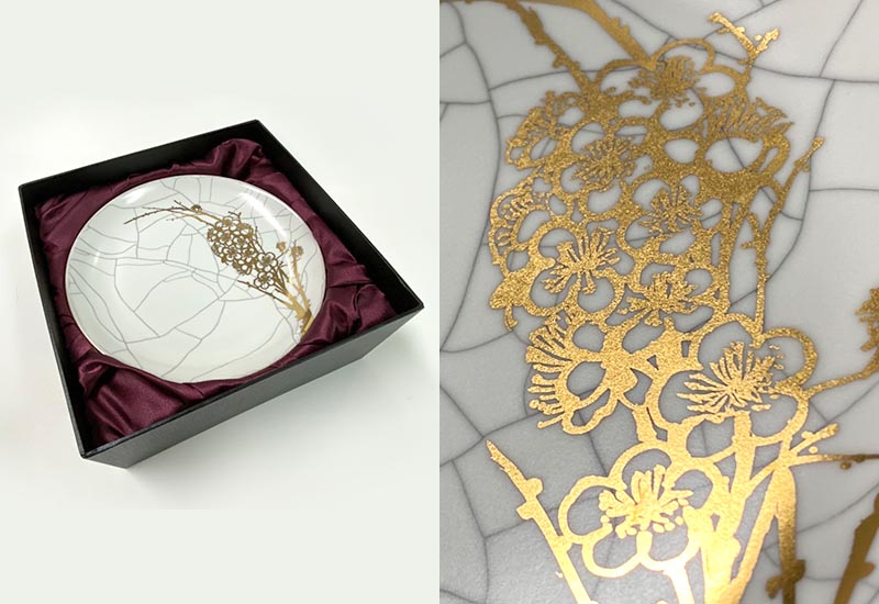 祥軒窯 四季鎏金盤-冬白 鶯歌燒 祥軒窯 四季鎏金盤-冬白 鶯歌燒