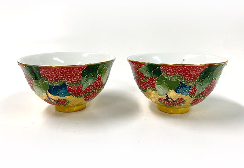 大立窯 鎏金大吉大利法華彩 對杯 大立窯 鎏金大吉大利法華彩 對杯