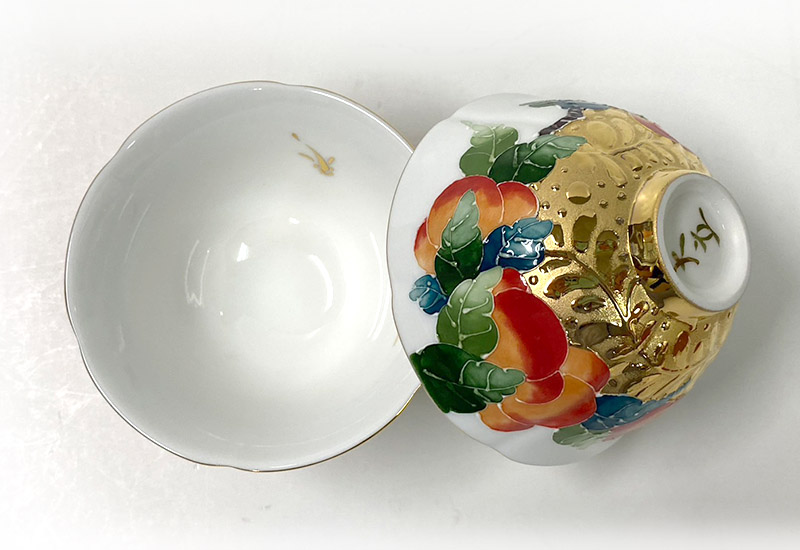 大立窯 鎏金事事如意法華彩 對杯 大立窯 鎏金事事如意法華彩 對杯