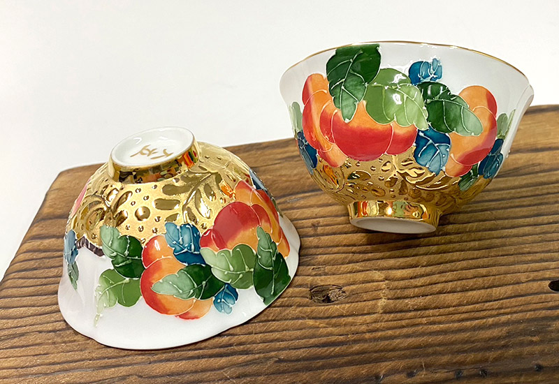 大立窯 鎏金事事如意法華彩 對杯 大立窯 鎏金事事如意法華彩 對杯