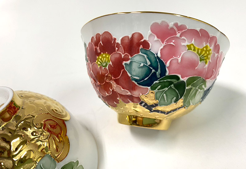 大立窯 鎏金富貴吉祥法華彩 對杯 大立窯 鎏金富貴吉祥法華彩 對杯