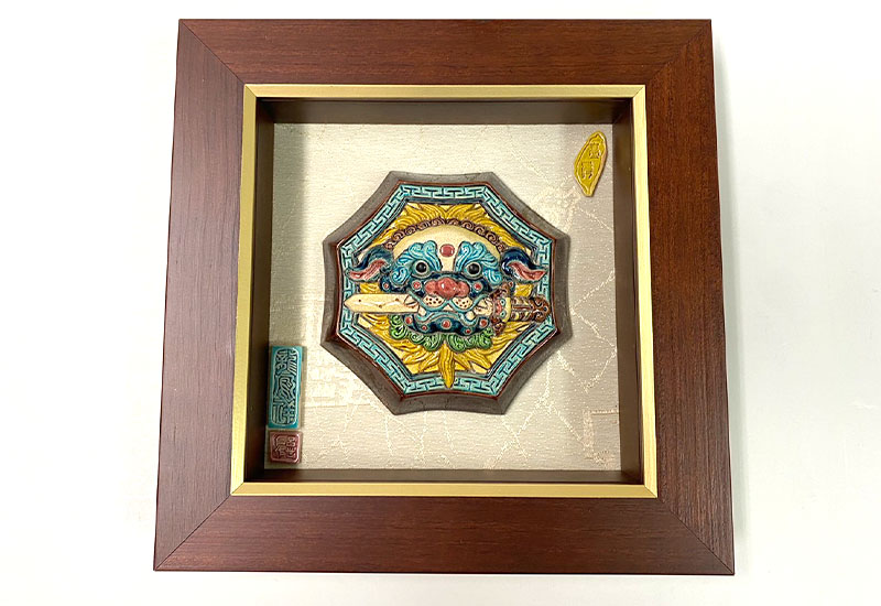 呂世仁 小獅 交趾陶 掛畫 呂世仁 小獅 交趾陶 掛畫