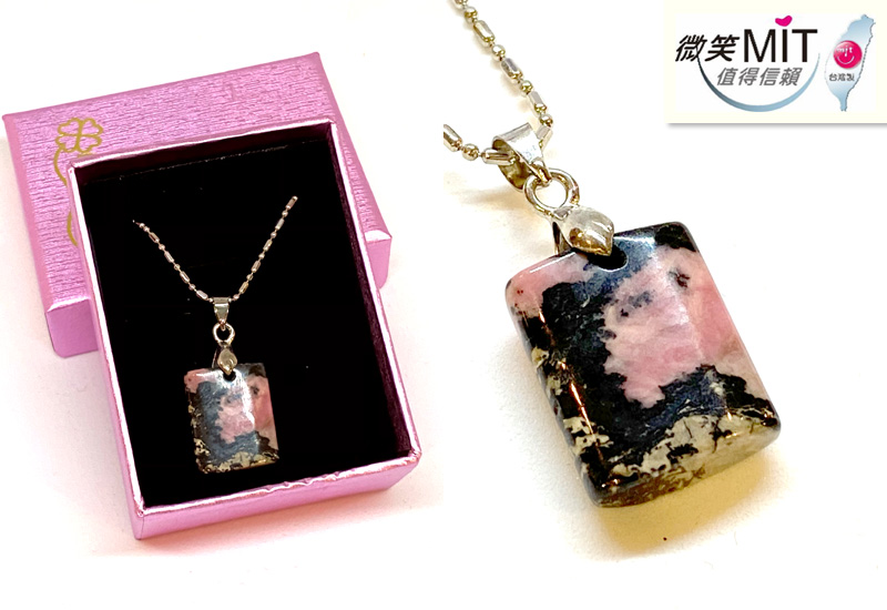 金御豐 玫瑰石項鍊-方形 微笑台灣MIT認證 金御豐 玫瑰石項鍊-方形 微笑台灣MIT認證