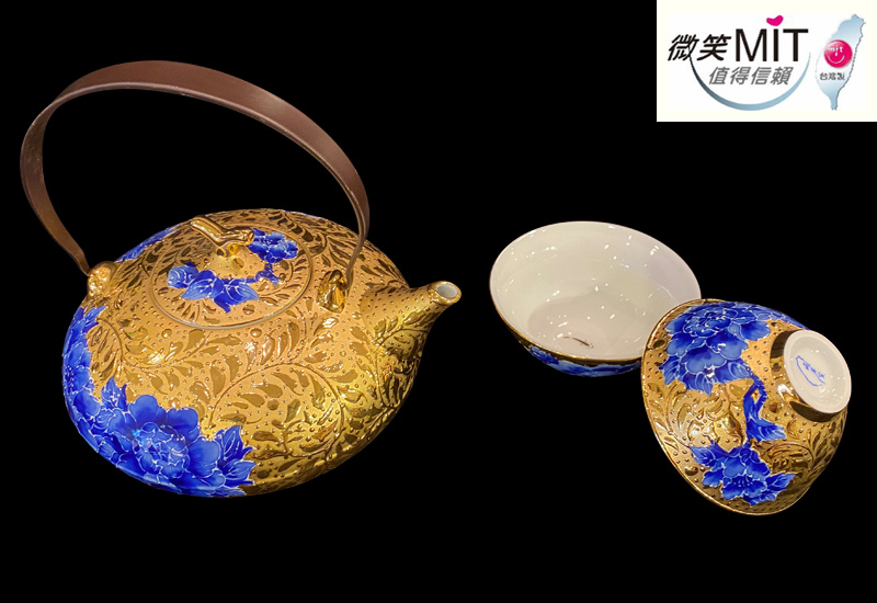 法華彩 富貴滿園鎏金美人壸組(1壺2杯) 台灣MIT認證