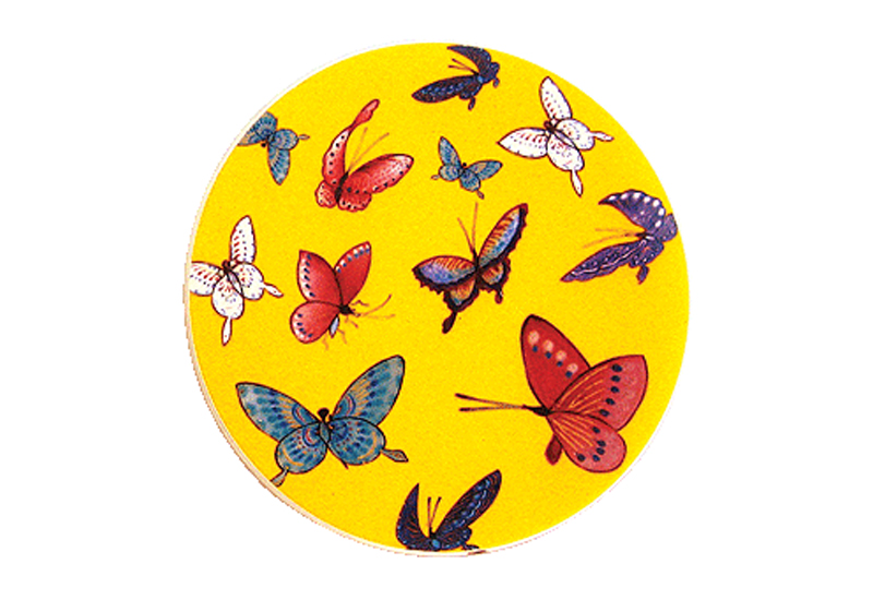 東方魅力 皇家經典百蝶吸水杯墊-黃色