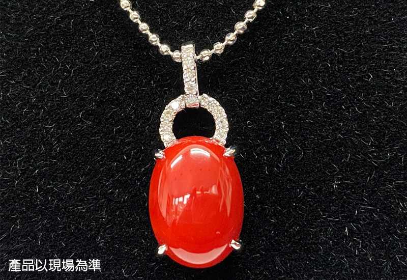 蘇澳珊瑚 珊瑚戒面18K墜子 項鍊墜 AEKPDC0101
