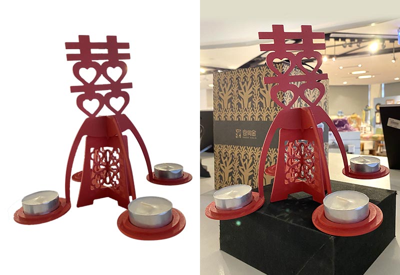 谷同金 囍悅轉轉(紅銀) 燭台