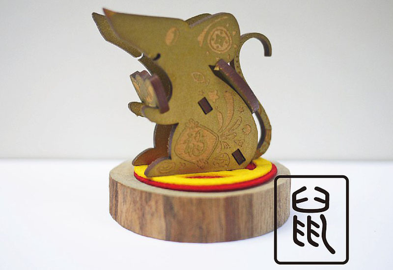 立體生肖卡片-鼠(金)