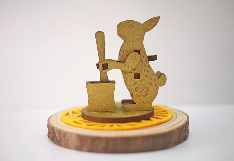 立體卡片-中秋小月兔(金色/白色)