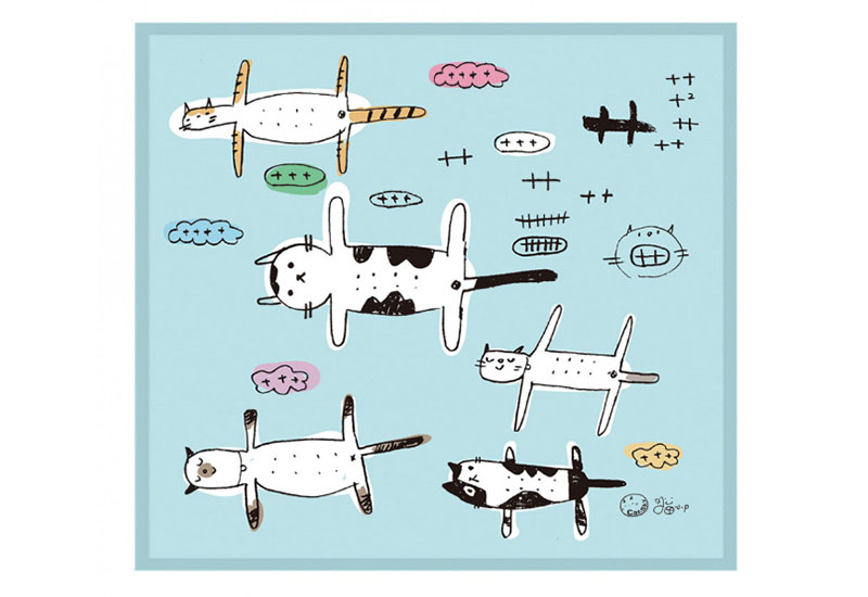 BYC印花萬用布 貓小P(貓加加塗鴉天空)