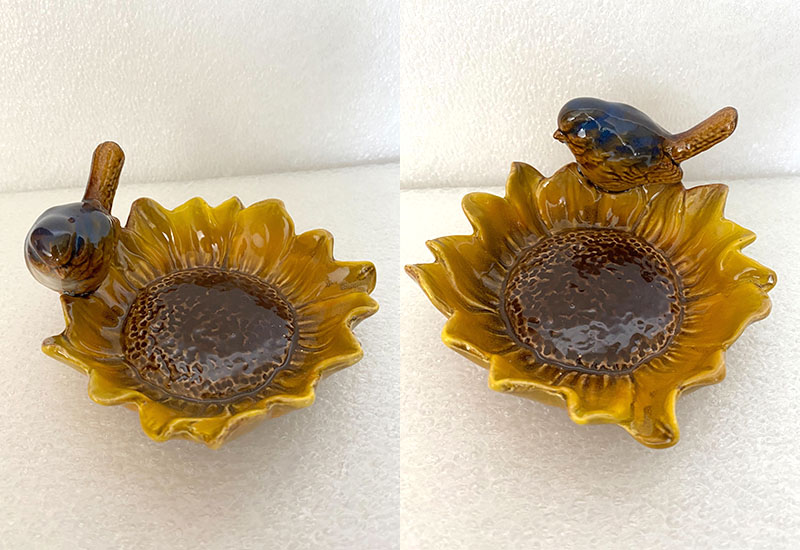 瓷-單鳥向日葵花盤