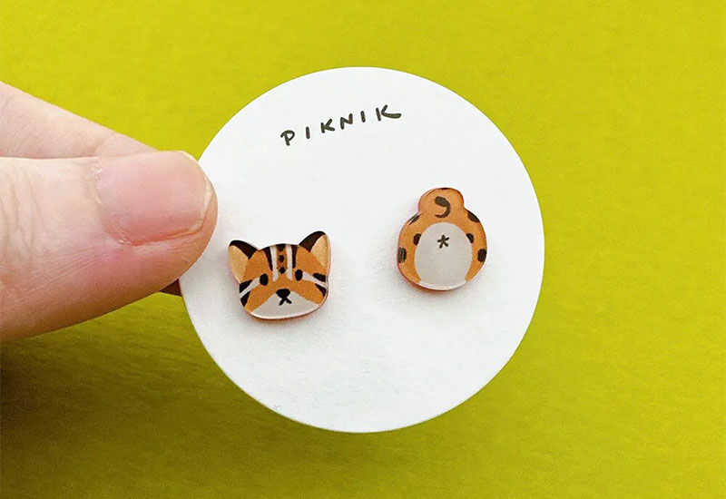 台灣保育動物-小石虎(耳環耳夾別針)