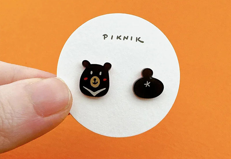 台灣保育動物-台灣黑熊(耳環耳夾別針)