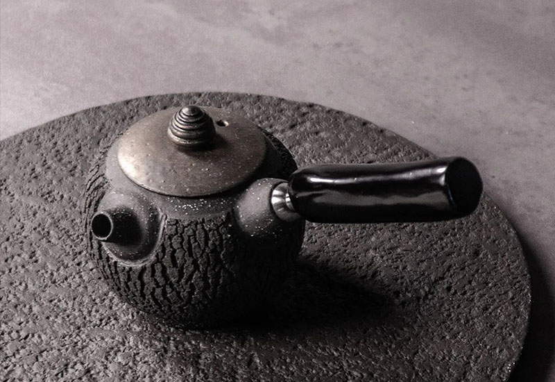 無我系列-原木側把承煙茶器