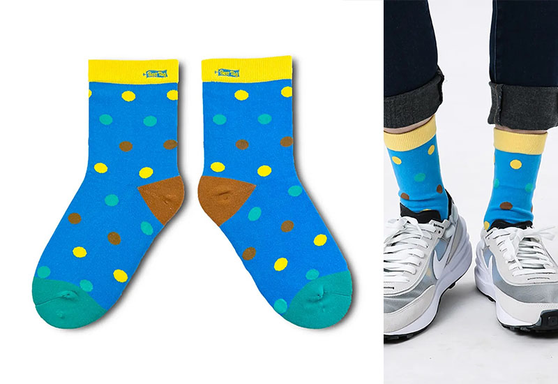 大圓點襪-藍 厚襪款(2種尺寸) 