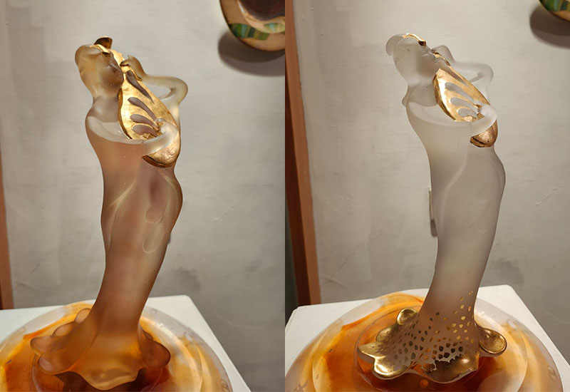 林一雄琉璃 晶靈樂姬(琵琶) 琉璃雕塑 美術藝術品