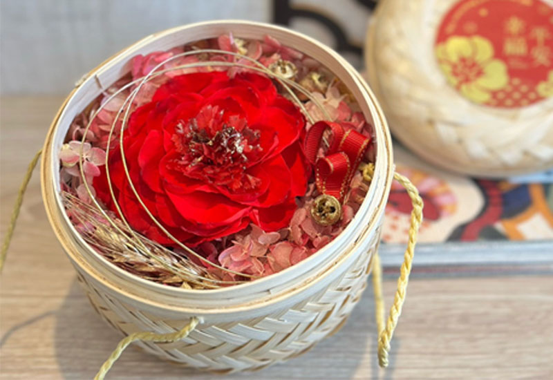 吉籠納福．花開富貴 竹籠編織永生花