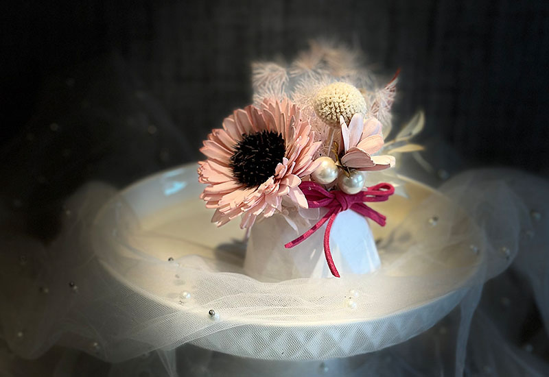 櫻晴日和 擴香石盆永生花