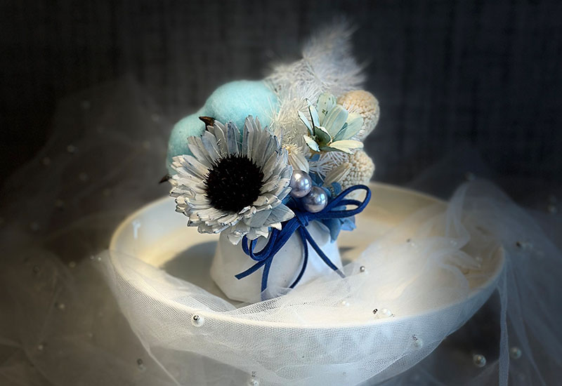 靜藍微光 擴香石盆永生花