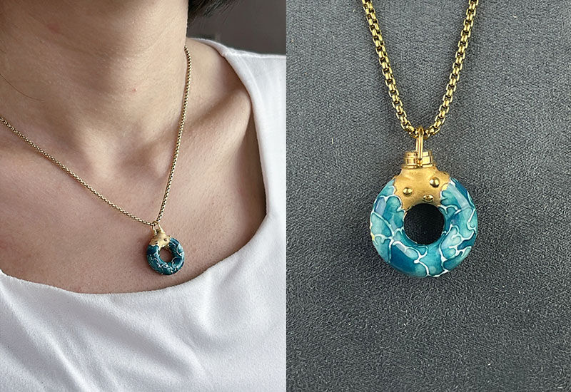 牡丹情緣香氛項鍊(墨綠)