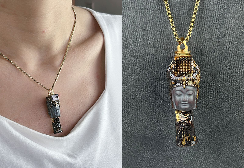 引我前行-媽祖香氛項鍊(黑/白)