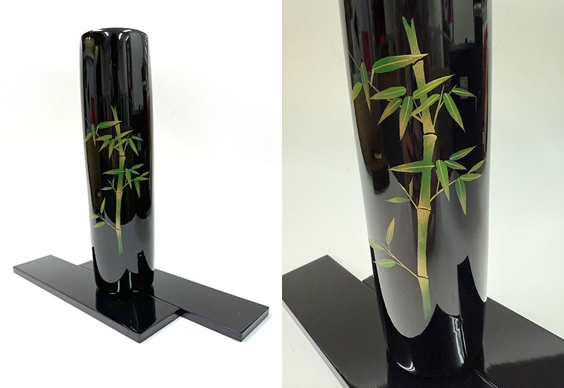 林建正 彩繪花器高-竹