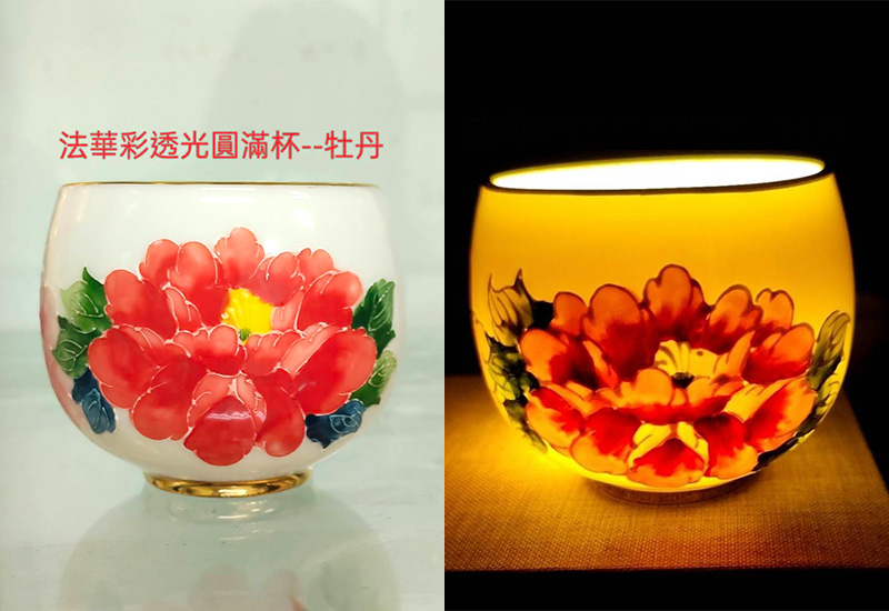 法華彩透光圓滿杯（牡丹）