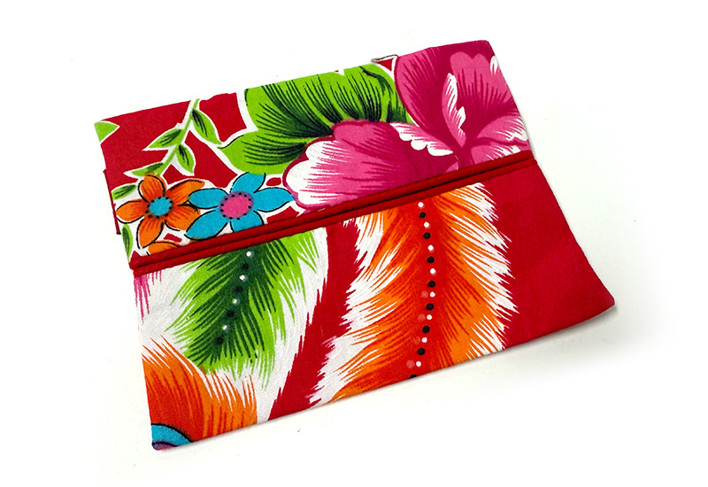 台灣花布 面紙套-大紅色