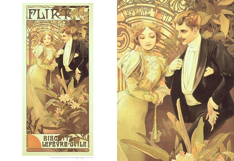 Mucha 慕夏系列 A4海報-勤費夫爾.尤迪餅乾-調情系列 慕夏大海報 Poster for