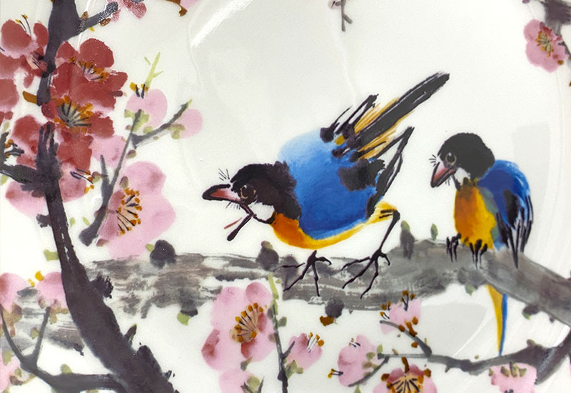 D52-翠鳥迎春瓷盤