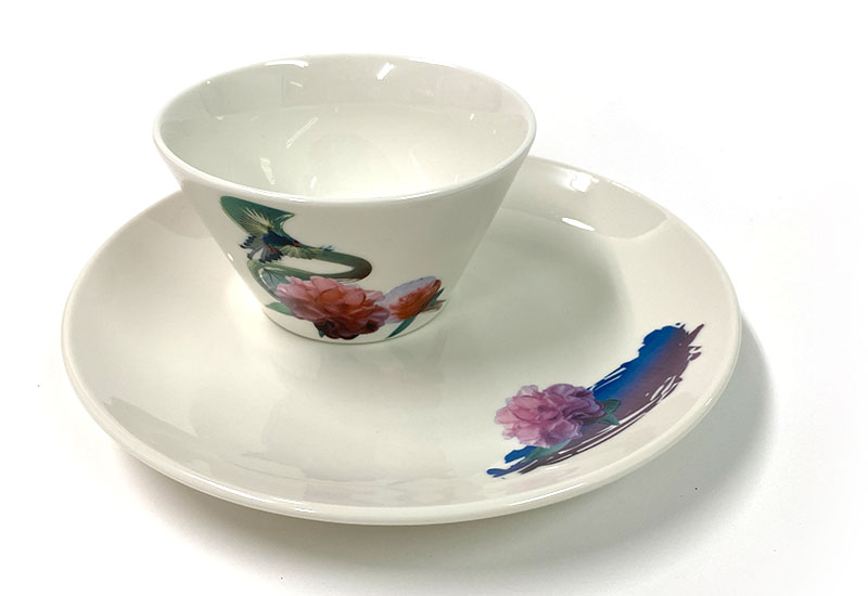 傑作陶 T52-3D藍鵲碗盤組(6碗6盤)