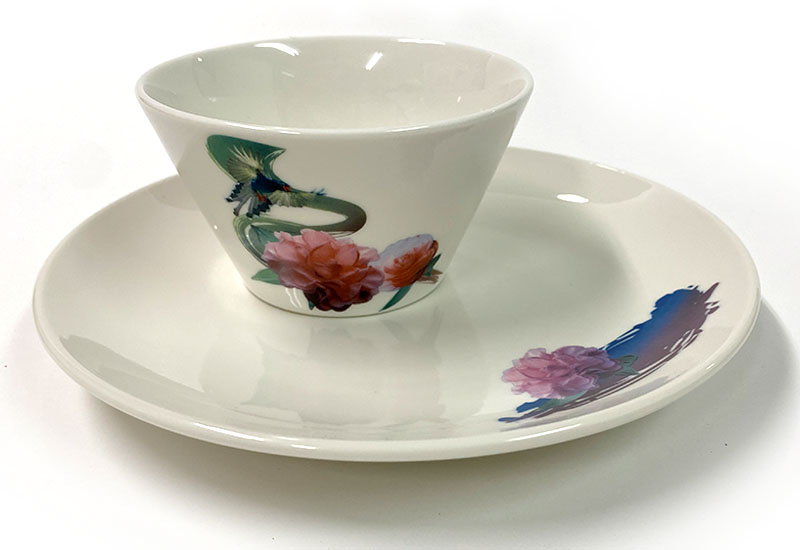 T52-3D藍鵲碗盤組(6碗6盤)