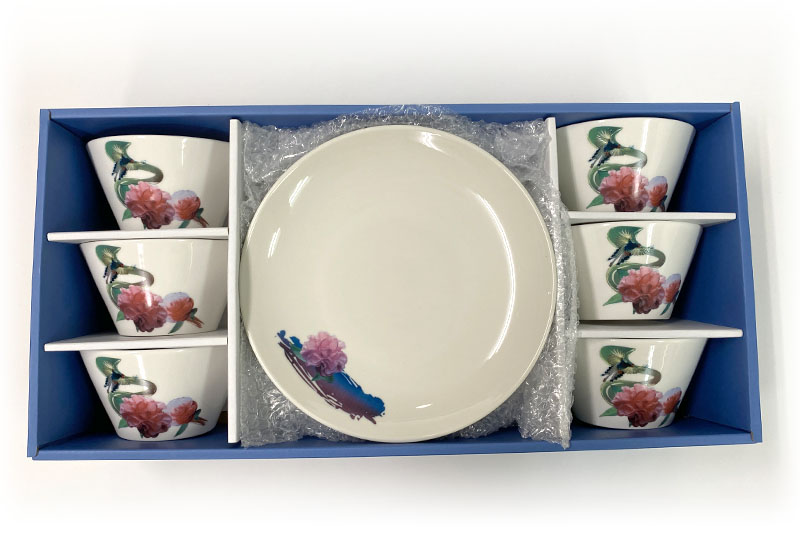 T52-3D藍鵲碗盤組(6碗6盤)