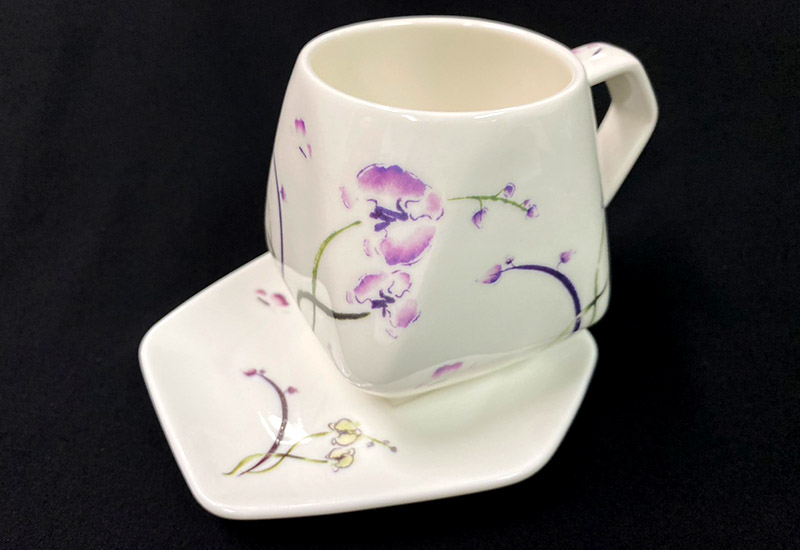 傑作陶 蘭花蝴蝶天燈咖啡杯盤組 coffee cups