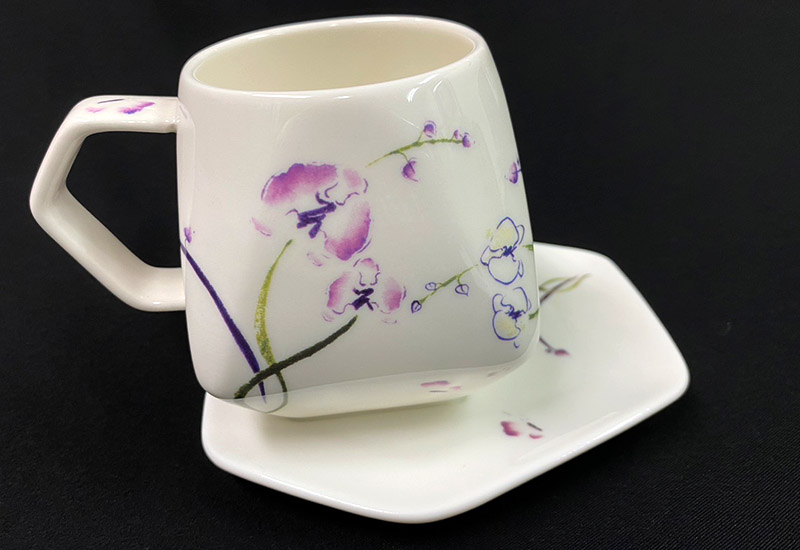 傑作陶 蘭花蝴蝶天燈咖啡杯盤組 coffee cups