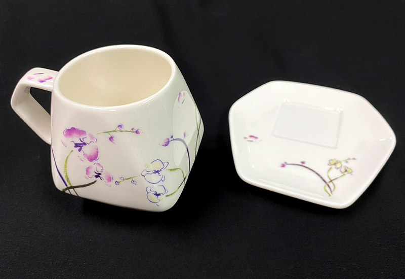 傑作陶 蘭花蝴蝶天燈咖啡杯盤組 coffee cups
