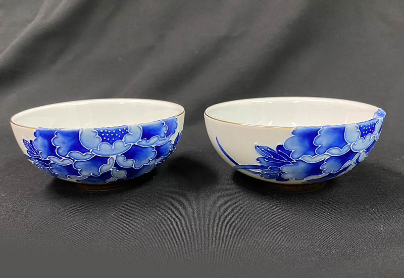 花開富貴對杯組-青花