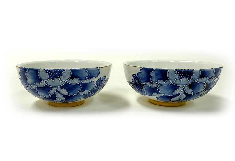 花開富貴對杯組(青花)