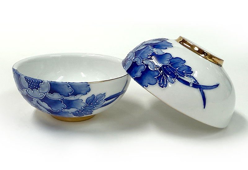 花開富貴對杯組(青花)