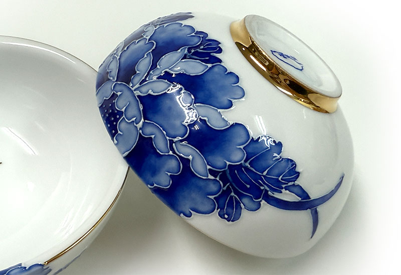 花開富貴對杯組(青花)