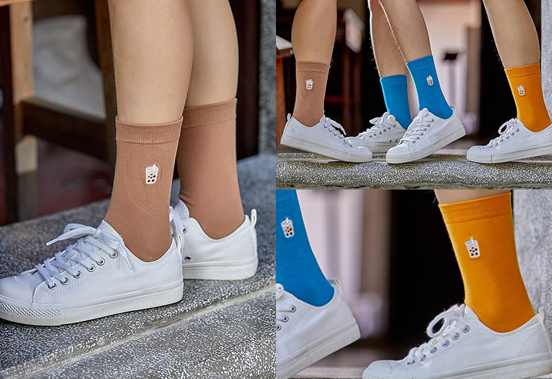 木森好襪 台灣美食襪-珍珠奶茶 (3色) 刺繡款 微笑台灣MIT認證 台灣小吃襪子